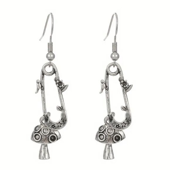 Bohemian mushroom drop earrings A327 - Picture 1 of 4
